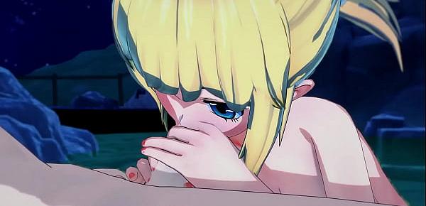 trendsKohaku gives a great blowjob before letting him cum all over her face and tits - Dr Stone Hentai.